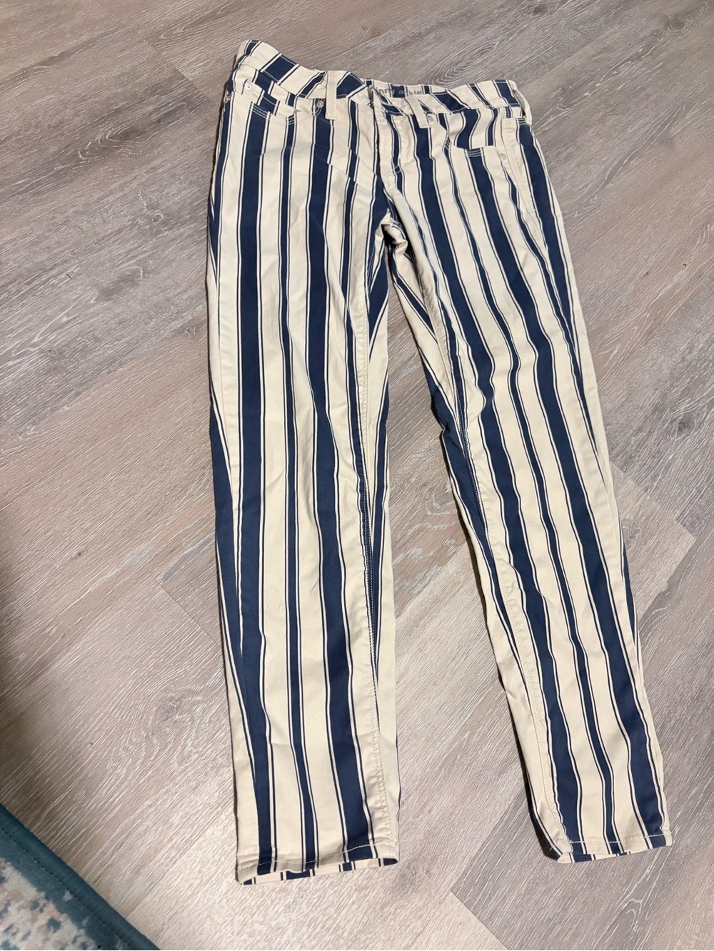 jcpenney Women's Skinny Jeans - Navy and Cream Vertical Stripes